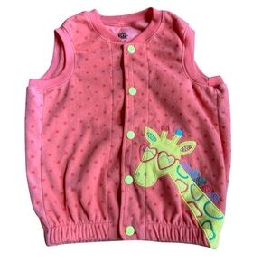 kids Headquarters Peach Giraffe Fleece Vest Baby Girl 18M
